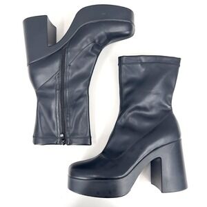 Dream Pairs Womens 10 Black Platform Ankle Boot Chunky Block Heel Square Toe